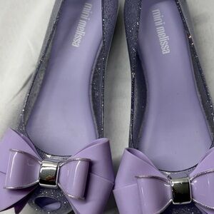 Mini Melissa Lavender Glitter Flats with Bow
